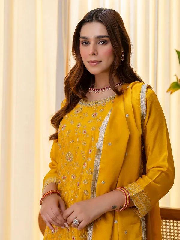 Mustard_Silk_Blend_Embroidered_with_Sequins_Straight_Kurta_Palazzo_Dupatta_Set
