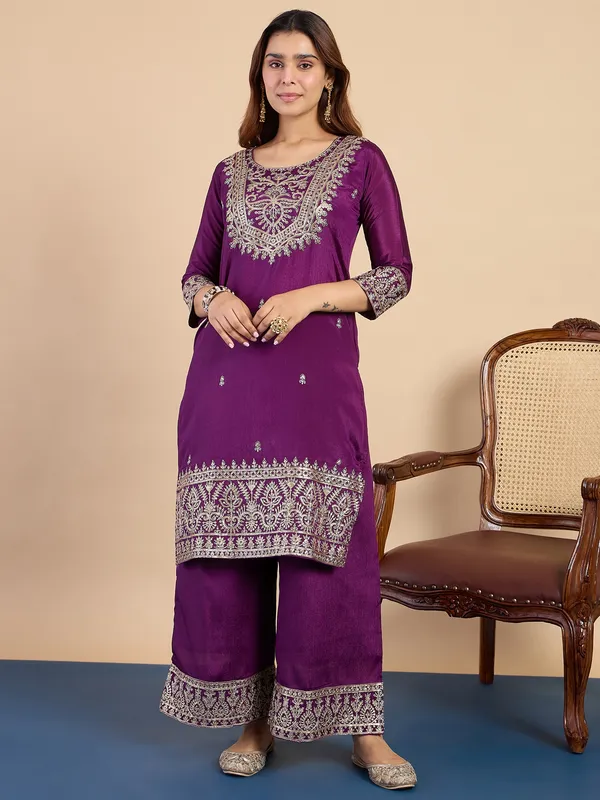 Purple_Women's_Designer_Kurta_Pant_Set_Premium_Pattern_Collection