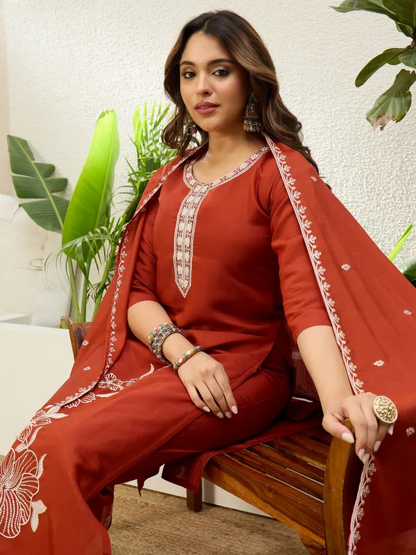 Rust_Women’s_Traditional_Kurta_Pant_Set_with_Dupatta