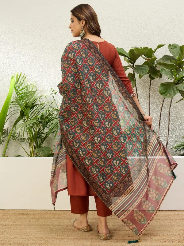 Women's_Rust_Festive_Flared_Kurta_Set_with_Traditional_Print_Dupatta