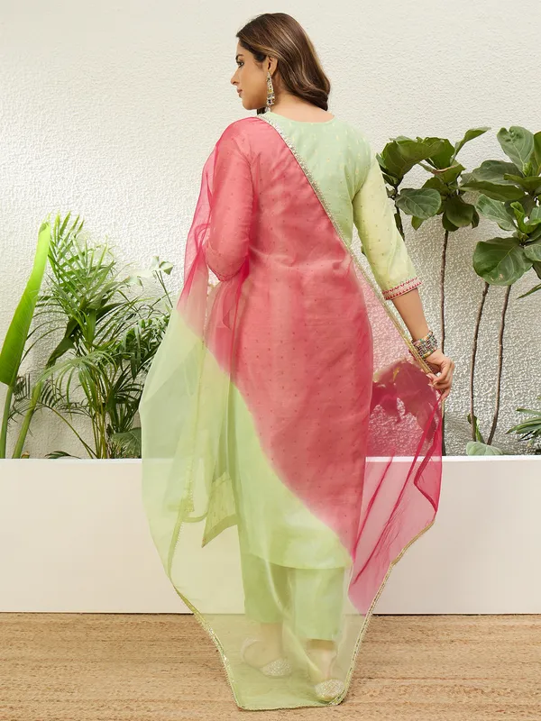 Women's_Pista_Green_Embroidered_Yoke_Design_Straight_Kurta_Pant_Set_with_Ombre_Dupatta