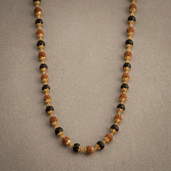 Karanguli_Rudraksh_Faceted_Bead_Necklace_Golden_Polish