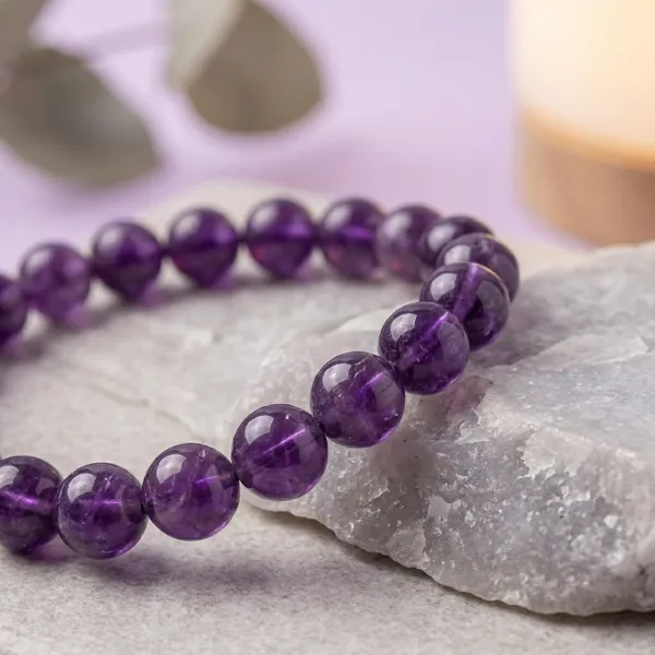 Purple_Amethyst_Beaded_Stretch_Bracelet_for_Unisex