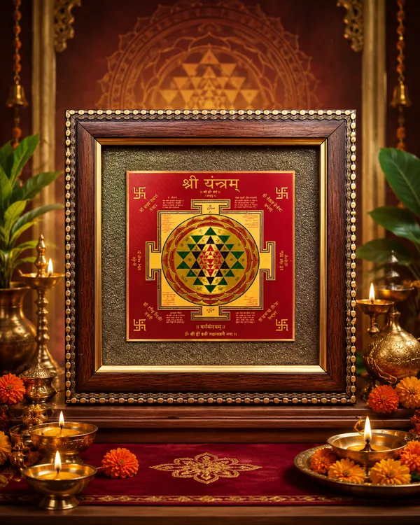 Sri_Yantra_With_Golden_Pyrite_Wall_Decor_with_Wooden_Frame