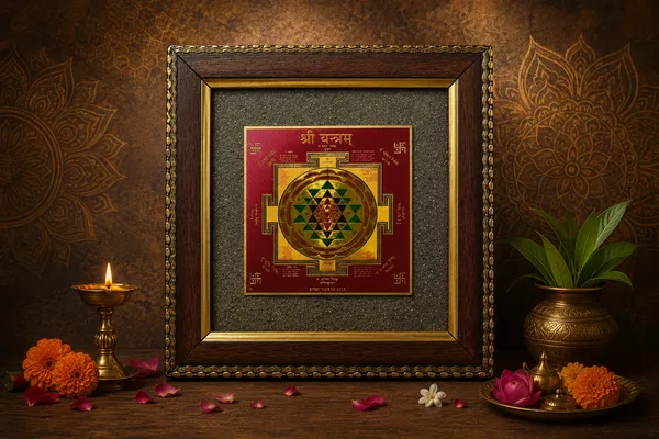 Sri_Yantra_With_Golden_Pyrite_Wall_Decor_with_Wooden_Frame
