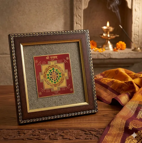 Sri_Yantra_With_Golden_Pyrite_Wall_Decor_with_Wooden_Frame