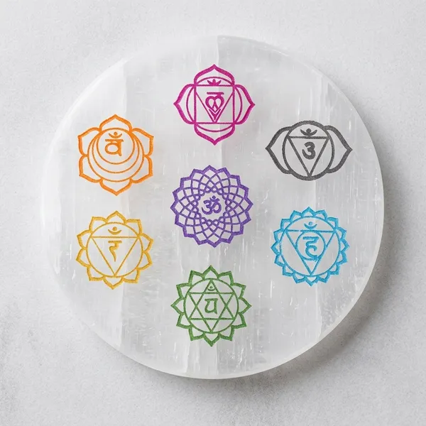 7_Chakra_Symbols_Round_Selenite_Charging_Plate