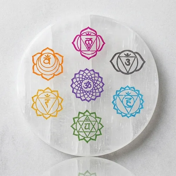 7_Chakra_Symbols_Round_Selenite_Charging_Plate
