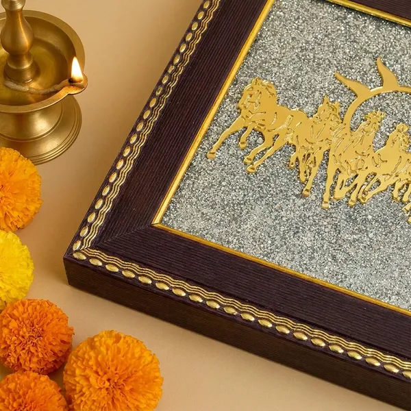 Seven_Horse_Golden_Religious_Wall_Art_Frame_with_Seven_Horse