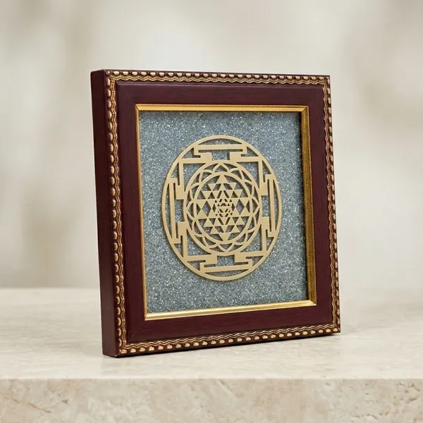 Sri_Yantra_Golden_Pyrite__Framed_Wall_Decor_with_Maroon_B