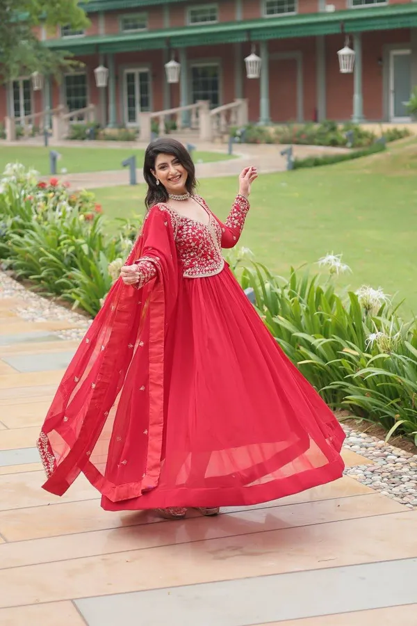 Red_Georgette_Anarkali_Suit_Set_For_Women