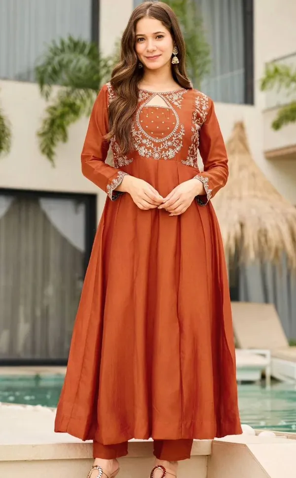 Rust_Orange_Georgette_Anarkali_Suit_Set_For_Women