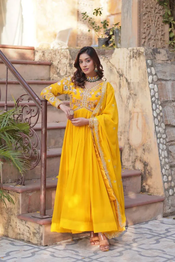Yellow_Georgette_Anarkali_Dress_For_Women