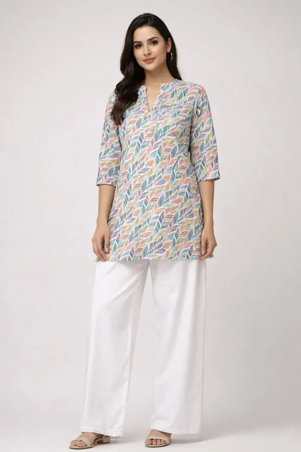 Multicolor_Rayon_Kurti_With_Palazzo_Set_For_Women