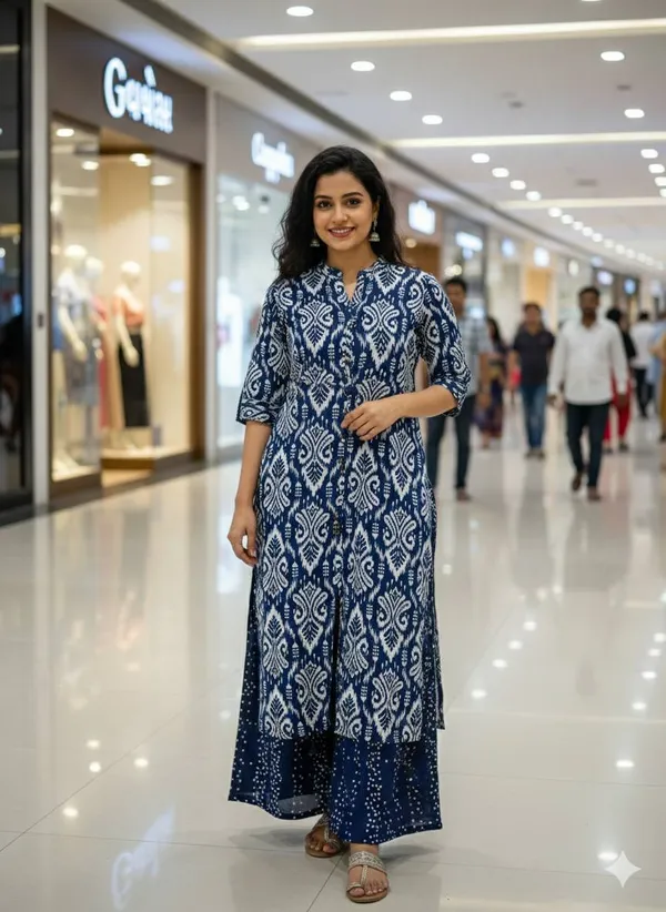 Blue_Georgette_Kurta_And_Palazzo_Set_For_Women
