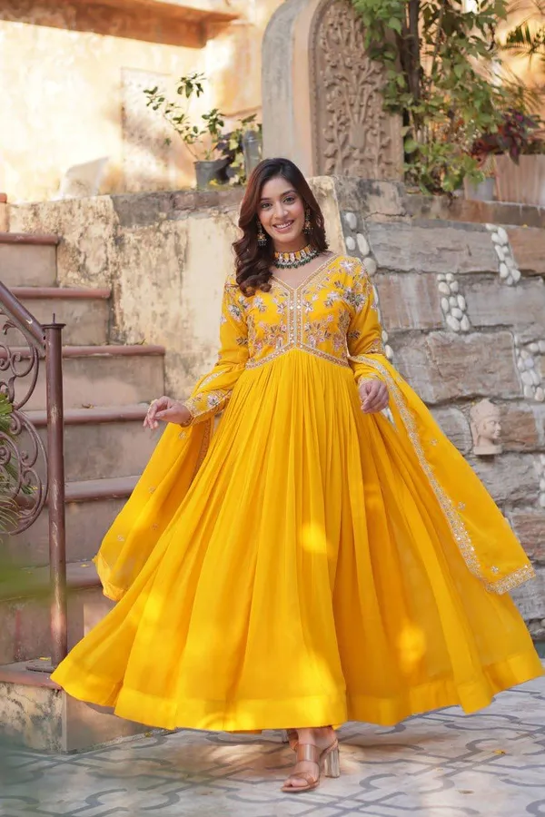 Yellow_Georgette_Anarkali_Dress_For_Women