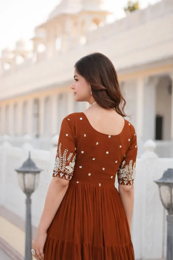 Rust_Brown_Georgette_Maxi_Dress_For_Women