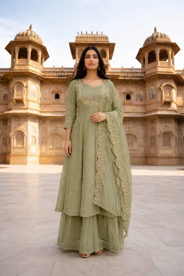 Sage_Green_Georgette_Anarkali_Suit_Set_For_Women