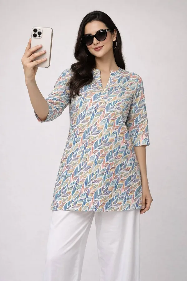 Multicolor_Rayon_Kurti_With_Palazzo_Set_For_Women