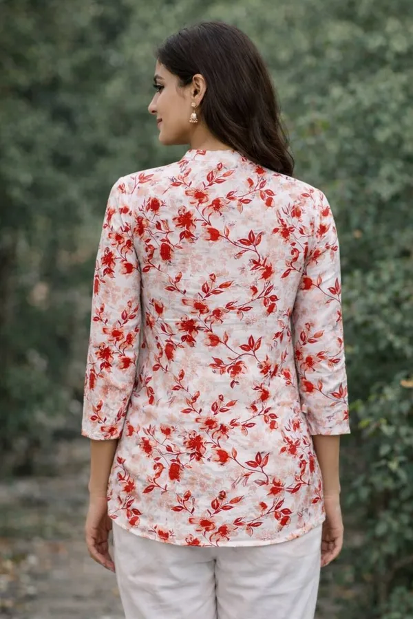 White_&_Red_Rayon_Kurta_For_Women
