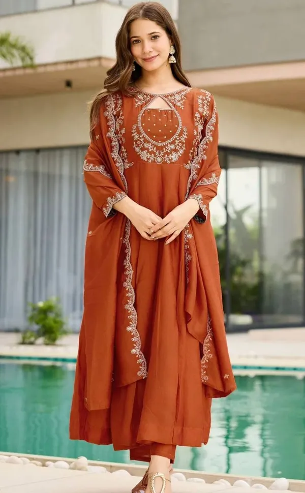 Rust_Orange_Georgette_Anarkali_Suit_Set_For_Women