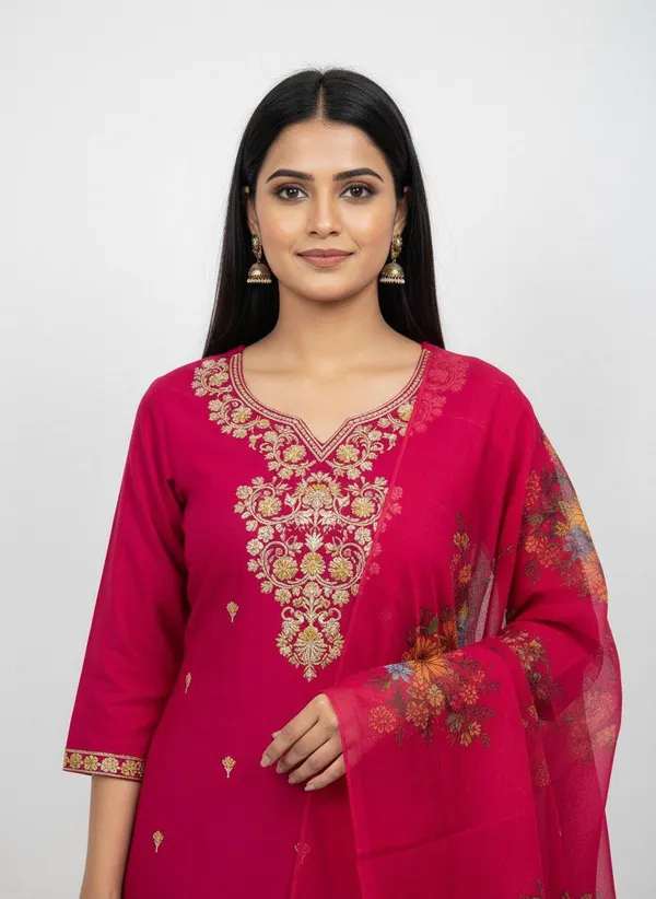 Magenta_Georgette_Kurta_Set_With_Dupatta_For_Women