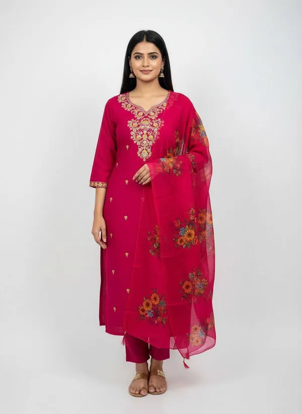 Magenta_Georgette_Kurta_Set_With_Dupatta_For_Women