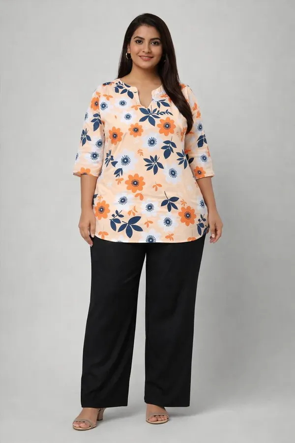 Multicolor_&_Black_Rayon_Tunic_Top_With_Pants_Set_For_Women