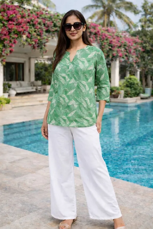 Green_Rayon_Tunic_Top_For_Women