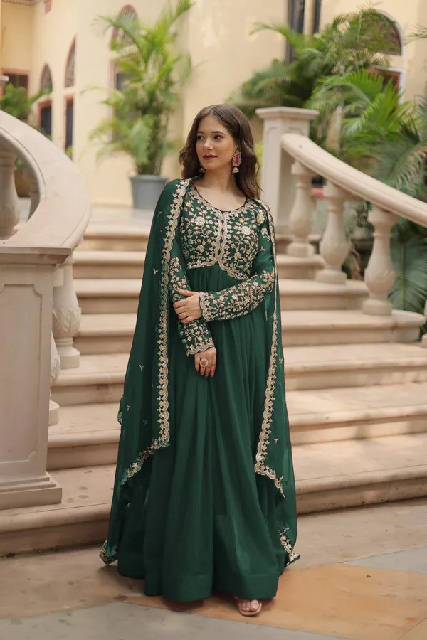 Green_Georgette_Anarkali_Gown_For_Women