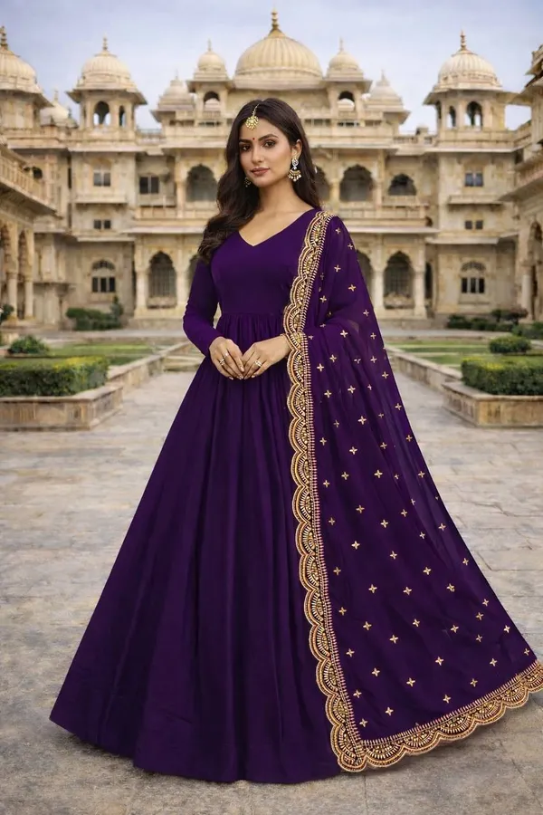 Purple_Georgette_Anarkali_Gown_Set_For_Women