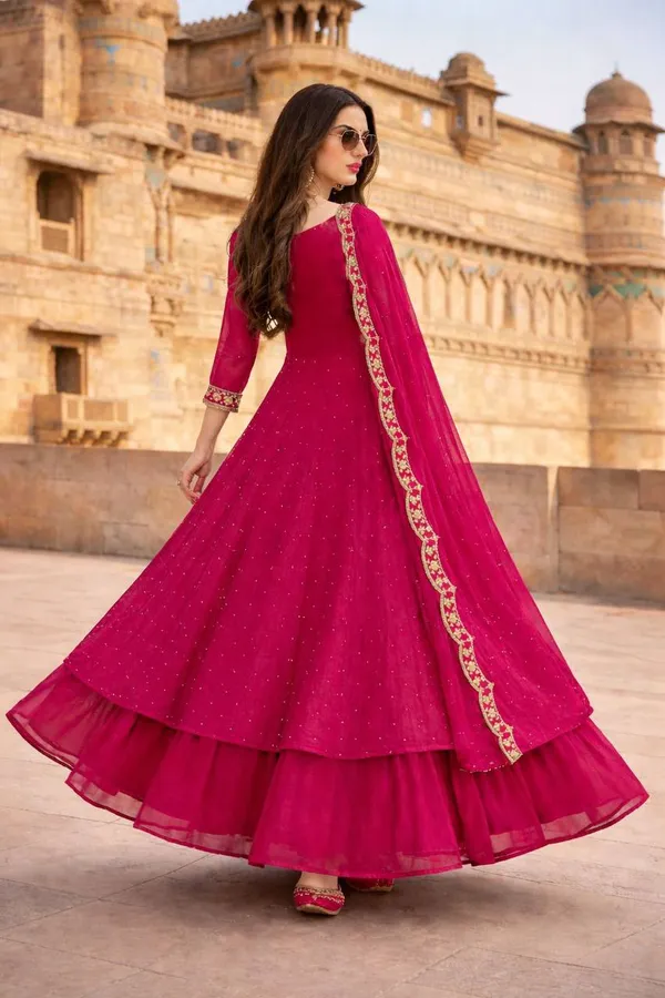 Magenta_Georgette_Anarkali_Dress_Set_For_Women