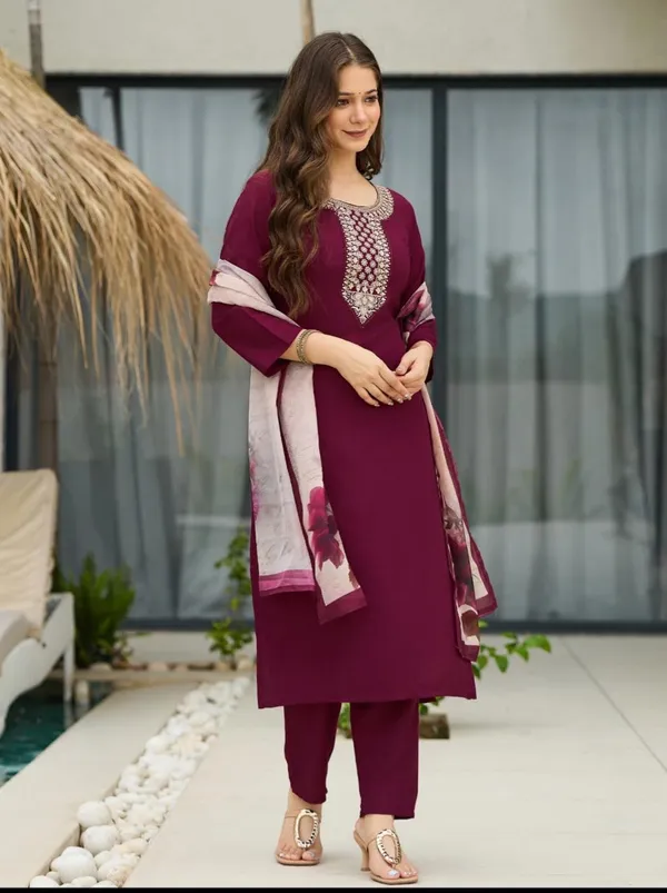 Maroon_Georgette_Kurta_Set_For_Women