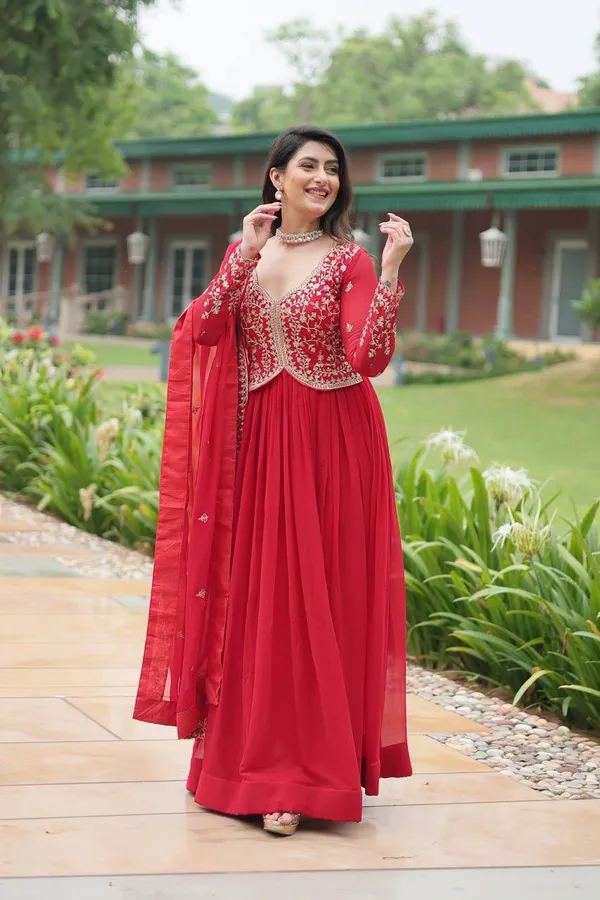 Red_Georgette_Anarkali_Suit_Set_For_Women