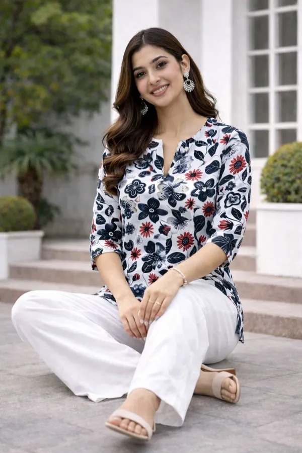 Multicolor_&_White_Rayon_Tunic_With_Palazzo_Set_For_Women