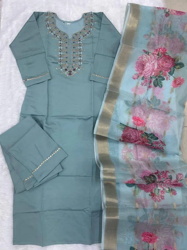 Sky_Blue_Georgette_Kurti_Set_For_Women