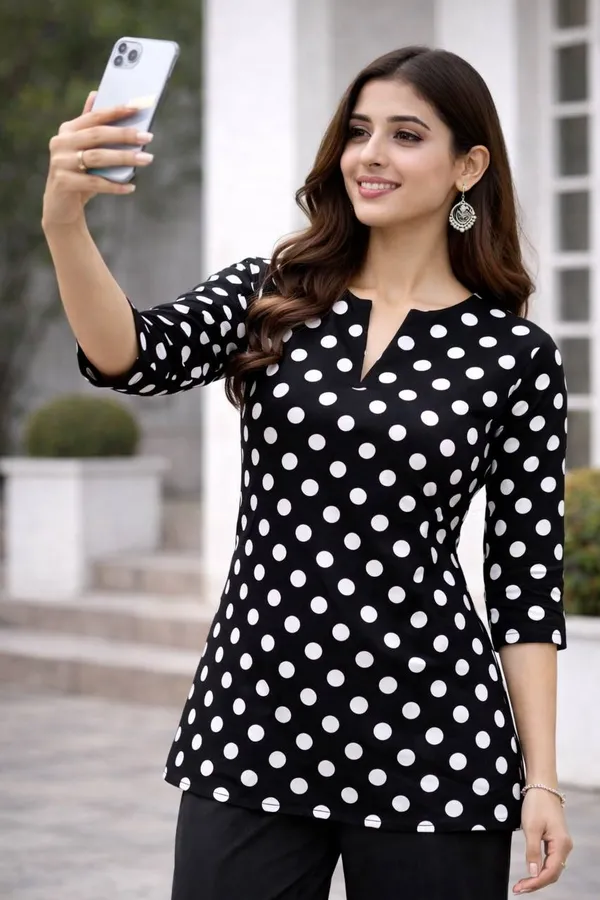 Black_&_White_Rayon_Peplum_Top_For_Women