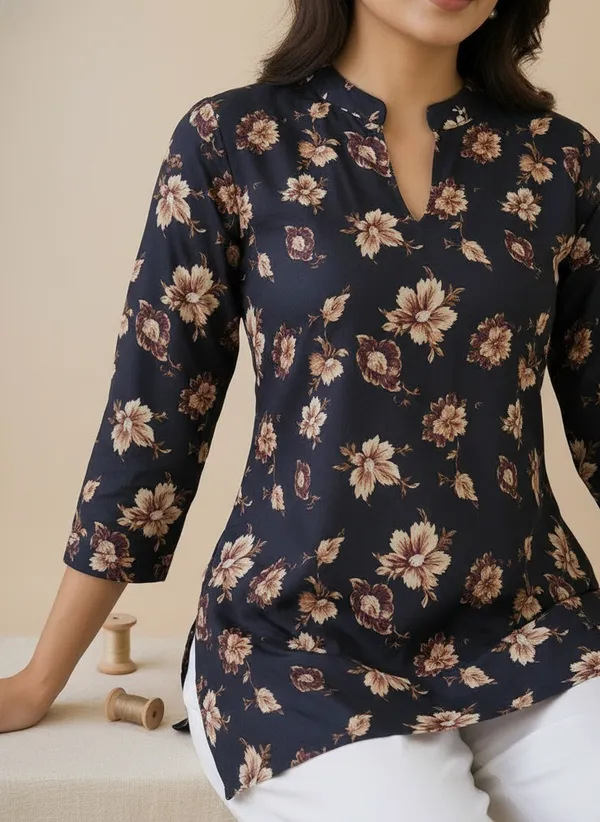 Multicolor_Rayon_Kurti_With_Pants_Set_For_Women