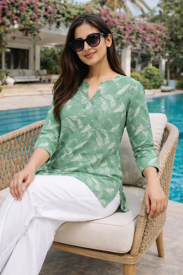 Green_Rayon_Tunic_Top_For_Women