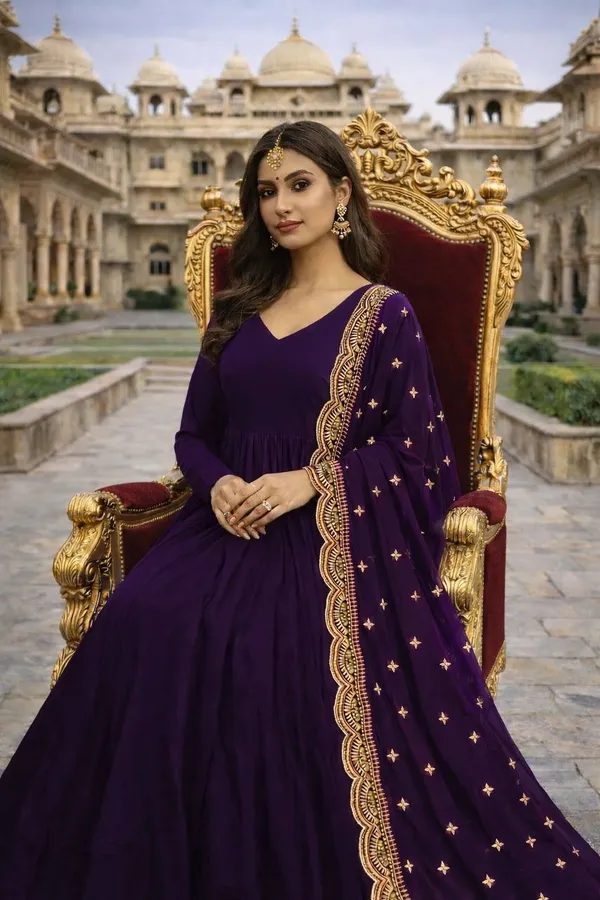Purple_Georgette_Anarkali_Gown_Set_For_Women