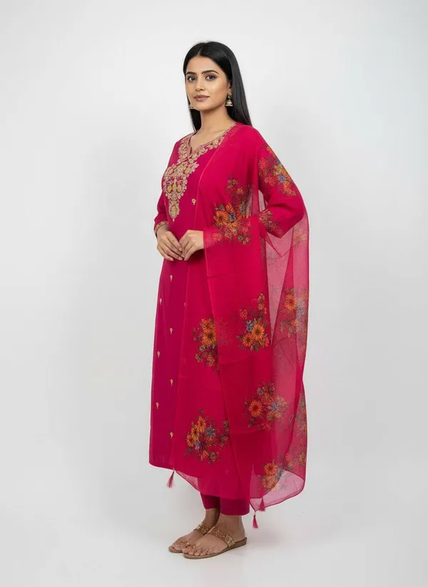Magenta_Georgette_Kurta_Set_With_Dupatta_For_Women