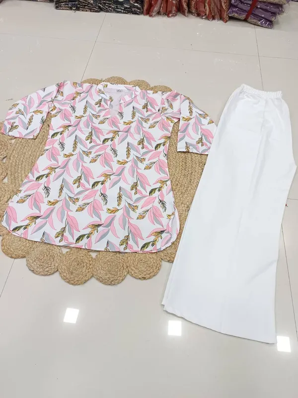 Pink_&_White_Rayon_Kurti_With_Palazzo_Set_For_Women