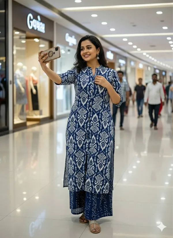 Blue_Georgette_Kurta_And_Palazzo_Set_For_Women