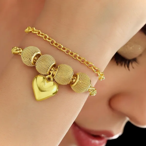 Golden_Heart_Charm_Bracelet_For_Women_Elegant_Beaded_Chain_Fashion_Jewelry