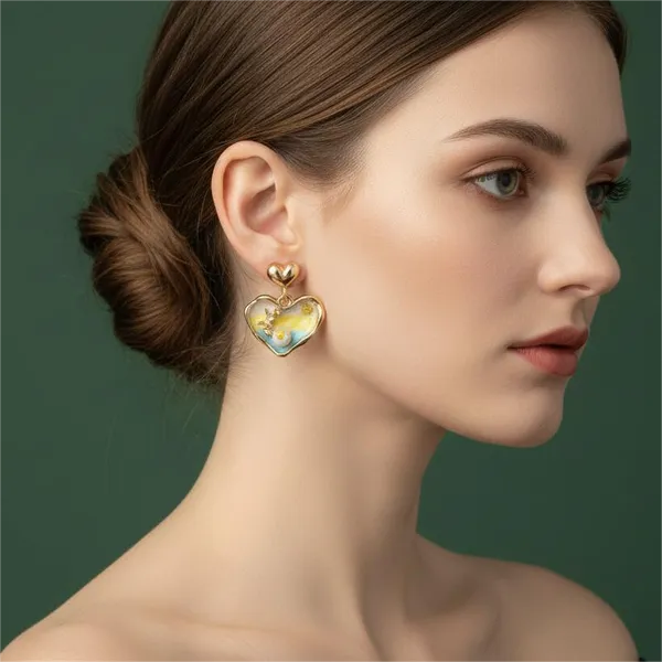 Gold_Antique_Heart_Charm_Drop_Earrings