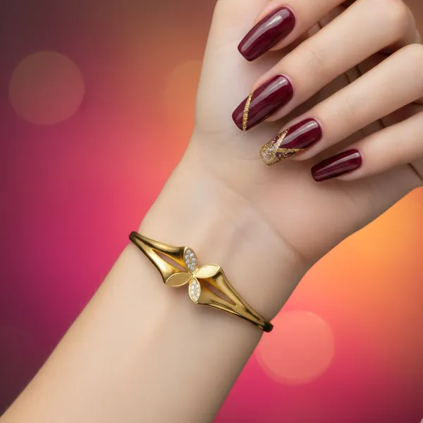 Gold_Leaf_Motif_Crystal_Accents_Adjustable_Bracelet_For_Women