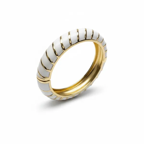 White_And_Gold_Twisted_Enamel_Bangle_Bracelet_For_Women