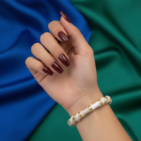 White_And_Gold_Enamel_Ivory_Segment_Statement_Bangle_For_Women