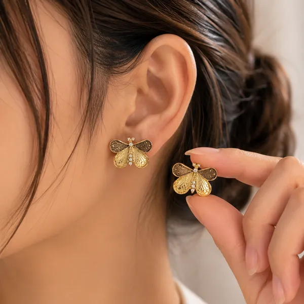 Gold_18K_Plated_Textured_Butterfly_Stud_Earrings_For_Women
