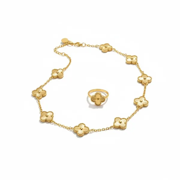 SHADOWBORNE_Gold_Elegant_Four_Leaf_Clover_Necklace_Bracelet_And_Ring_Set_For_Women